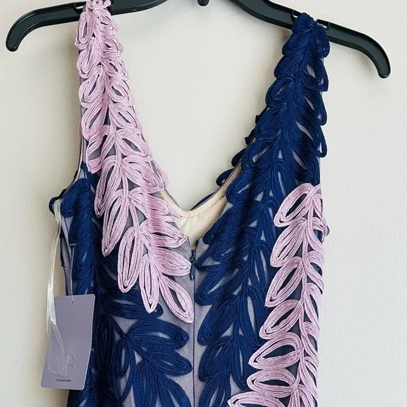 JS Collections Navy and Blue long sleeveless gown - Picture 2 of 6